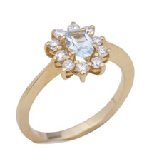 Gouden ring met topaas en briljant 